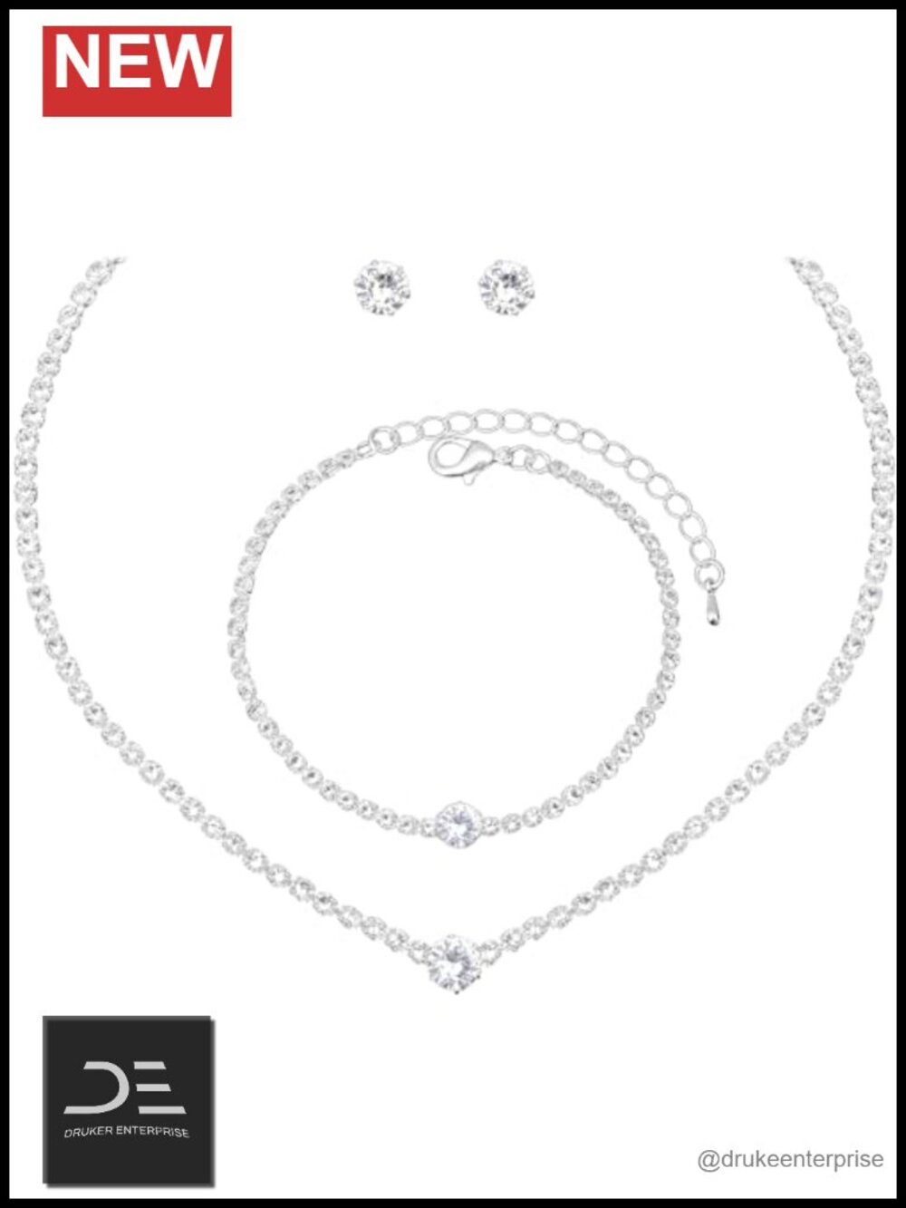 Crystal Choker Necklace Earrings Bracelet Bridesmaid Jewelry Set
